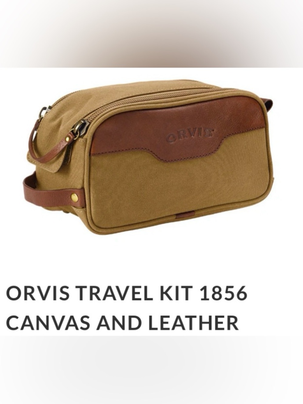 Orvis Canvas Travel Kit in Tan with Brown Leather Trim